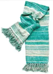 NWT - Napa Home & Garden Woven Cotton Throw, Kai blanket - 60" x 50" - Teal