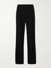 [Ralph Lauren Collection] Ralph Lauren Collection - Alaina Twill-trimmed Grain De Poudre Wool Straight-leg Pants - Black - US2 US 2 Black