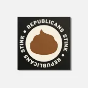 Republicans Stink Badge Politics 4'' X 4'' Square Wooden Coaster