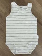 Bonds Baby Wonderbodies Sleeveless Bodysuit size 0 Colour Grey White Stripe