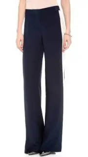 DVF Diane Von Furstenberg SALMA Silk Tuxedo Wide Leg Pant Admiral Navy Ecru $298