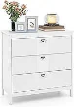 Giantex 3-Tier Drawer Dresser, Modern Style Chest of Drawers, Home Storage Cabinet w/Anti-toppling Kit, Accent Table with Storage, Wooden Nightstand, Multipurpose Side Cabinet for Bedroom Study