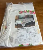 Vintage Tastemaker by Stevens Pink Floral Tablecloth Rectangle New