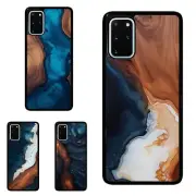 Anti scratch Cover For Samsung S7 S8 S9 S10 S20 Plus Lite Walnut Wood blue resin