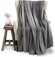 Vellux Fleece Blanket Twin Size - Fleece Bed Blanket - All Season Warm Lightweight Super Soft Throw Blanket - Grey Blanket - Hotel Quality- Plush Blanket for Couch (66x90 Inches, Grey)