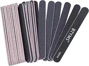 BTYMS 25 Count 180/240 Grit Nail Files for Natural Nails, Double Sided Emery Boards Fine Grit Nail Buffering Files