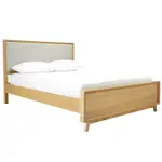 [Sleeping Giant] Morgan Oak Bed Frame with Upholstered Headboard Natural