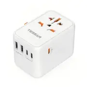 Travel Adapter Universal GaN 65W International Plug Adaptor with 3 USB-C/2 USB-A