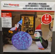 Airflowz Penguins Inflatable Swirling Lights With Snowball Holiday 6ft - NIB