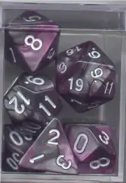 NEW Style! CUBE RPG Dice Set of 7 - Twisted Purple-Silver