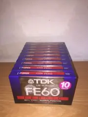 10x TDK Audiocassetta VERGINE FE60 Ferric SEALED Vintage