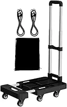 YsXoWiui Folding Handcart, Luggage Cart, Handcart, Foldable, 6 Wheels with 2 Elastic Ropes, Compact Trolley for Moving in The Office, Black, as described