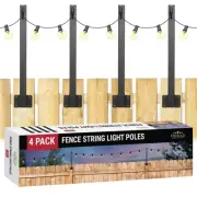 4-Pack of 1.3 Ft. Fence String Light Poles - Black