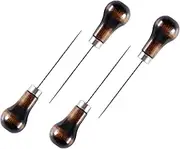 LilaLemon 4Pcs Leather Sewing Bradawl Tool Wooden Handle,DIY Handmade Maker Tool,Professional Gourd Shape Awl Tool Alloy Punch Sharp for Leather Craft,Sewing Crafting