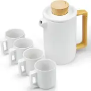 ROIMTEA Ceramic Teapot Set with 4 Matching Cups,Porcelain Tea Set