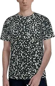 [FSCEV] Black and White Leopard Men's Short Sleeved T-Shirt Crew Undershirts Essentials Adult Athletic Running Gym