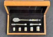 Snap-On 70th Anniversary Ratchet/Socket Set 24K Gold Engraved with Walnut Case