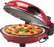 BEPER P101CUD300 Pizza Oven, Pizza Maker, Electric Oven, 1200W, Temperature 400 degrees, Timer, Baking Levels, Refractory Stone Plate, Diameter 31cm, Red