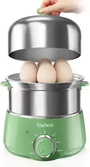 14-Egg Stainless Steel Hard Boiled Egg Cooker with 30-Min Timer, Retro Green