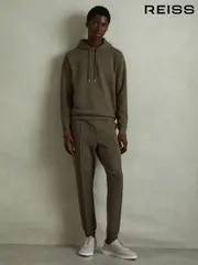 Reiss Sage Green Fabien Interlock Jersey Hoodie (E68025) | $240