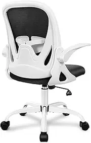 Office Chair Primy Ergonomic Desk Chair with Adjustable Lumbar Support and Height, Swivel Breathable Desk Mesh Computer Chair with Flip up Armrests for Conference Room (White)