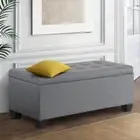 Artiss Storage Ottoman Blanket Box Decor Bench 97cm Linen Chest Foot Stool Grey