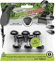 Slipstick Gorilla Outdoor Adjustable Furniture Levelers (8 Pack) Weatherproof Screw in Leg Glides for Chairs, Tables, and Outdoor Furniture Feet, 22mm Nylon Spherical Glide, 5/16"-18 BSW Thread