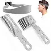 Hair Cutting Comb, Barber Comb for Men, Hair Cutting Stencil, Adjustable Curved Silicone Fade Comb, Transition Hair Cutting Aid for Men, Grey