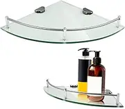 Alipis Stainless Steel Glass Tripod 2pcs Floating Shelves Corner Shelf Wall Mount