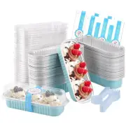 400pcs Mini Cake Pans Disposable Mini Loaf Pans with Lids and Spoons and Stic...