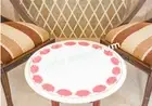 14" Marble Table Top Coffee Inlay pink quartz Gemstone Bed Side Table Top