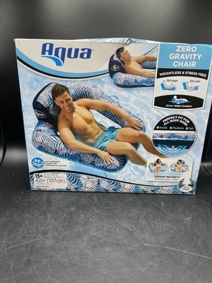 Aqua Zero Gravity Inflatable Comfort Swimming Pool Chair Lounge Float, Blue Fern