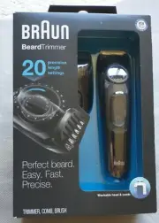 Braun Beard Trimmer 20 Precision Length Settings Washable Head Comb BT3020