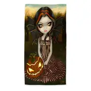 Halloween Twilight Scary Pumpkin Winged Beauty Girl Beach Towels Medium Large Extra Large