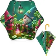 [ODAWA] Kids Umbrella St.Patrick's Gnomes Green J Handle Kids Stick Umbrella Upf50
