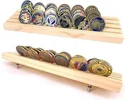 Vowmaid 4 Rows Military Challenge Coin Display Holder Stand Solid Wood