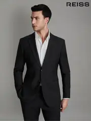 Reiss Black Hope Slim-Fit Wool-Blend Single-Breasted Suit Blazer (683428) | $545