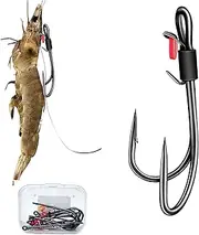 Double Fishing Hooks-Live Shrimp Hook Bait Holder Hooks,Fishing Lures Saltwater Freshwater Fishing Gear Fishing Lure