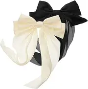 MUSISALY 2pcs Big Bow Hair Clips for Women Girls Large Hair Claw Clips No Crease