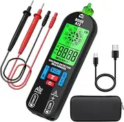 BSIDE Digital Multimeter Tester Rechargeable Electrical Voltmeter, Smart Mode with Red & Green Backlight, Measures Capacitance Diode Ohm Continuity V-Alert DC AC Voltage with Carrying Case