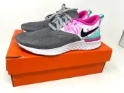 Nike Odyssey React Flyknit 2 Women 6.5 Running Shoe Gunsmoke/Laser Fuchsia CI757