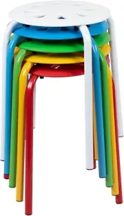 Bailey Plastic Nesting Stack Stools, 17.5"Height, Assorted Colors (5 Pack)