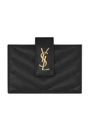 Saint Laurent Monogram Business Card Case in Grain de Poudre Embossed Leather
