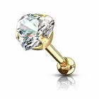 Surgical Steel Helix Tragus Cartilage Barbell Stud Earring Gold Clear Heart CZ