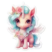 Cute Unicorn Pegasus, Vinyl Decal Sticker, Indoor Outdoor, 3 Sizes, #9199