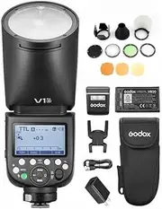 GODOX V1 PRO S Camera Flash with AK-R1 Accessories Kit 2.4G Wireless Camera Speedlight 1/8000s HSS, 1.3s Recycle Time, M/TTL Flash Mode, Sub Flash Speedlite Compatible with Sony Cameras