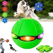The Doggie Disc - Interactive Flying Saucer Ball for Dogs, UFO Magic Ball with Lights, Pet Toy for Pups (Green)