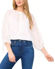 CeCe Floral Lace Puff Sleeve Blouse