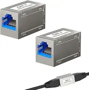 Pack of 2 RJ45 Coupling Cat7, LAN Cable Extension Coupling, Network Connector LAN Extension Adapter for Ethernet Networks, Compatible with Cat6A Cat6 Cat5e Cat5, Shielded LAN Plug, 10 Gbps