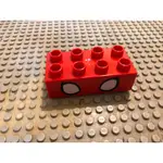 【點點小豆】LEGO 樂高積木 DUPLO 得寶 2X4 紅色 蜘蛛人 標誌 配件 1 個 如圖！